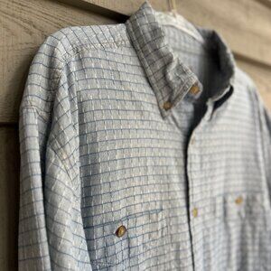 The Territory Ahead Men’s Shirt XL Blue Windowpane Plaid Button-Front Casual